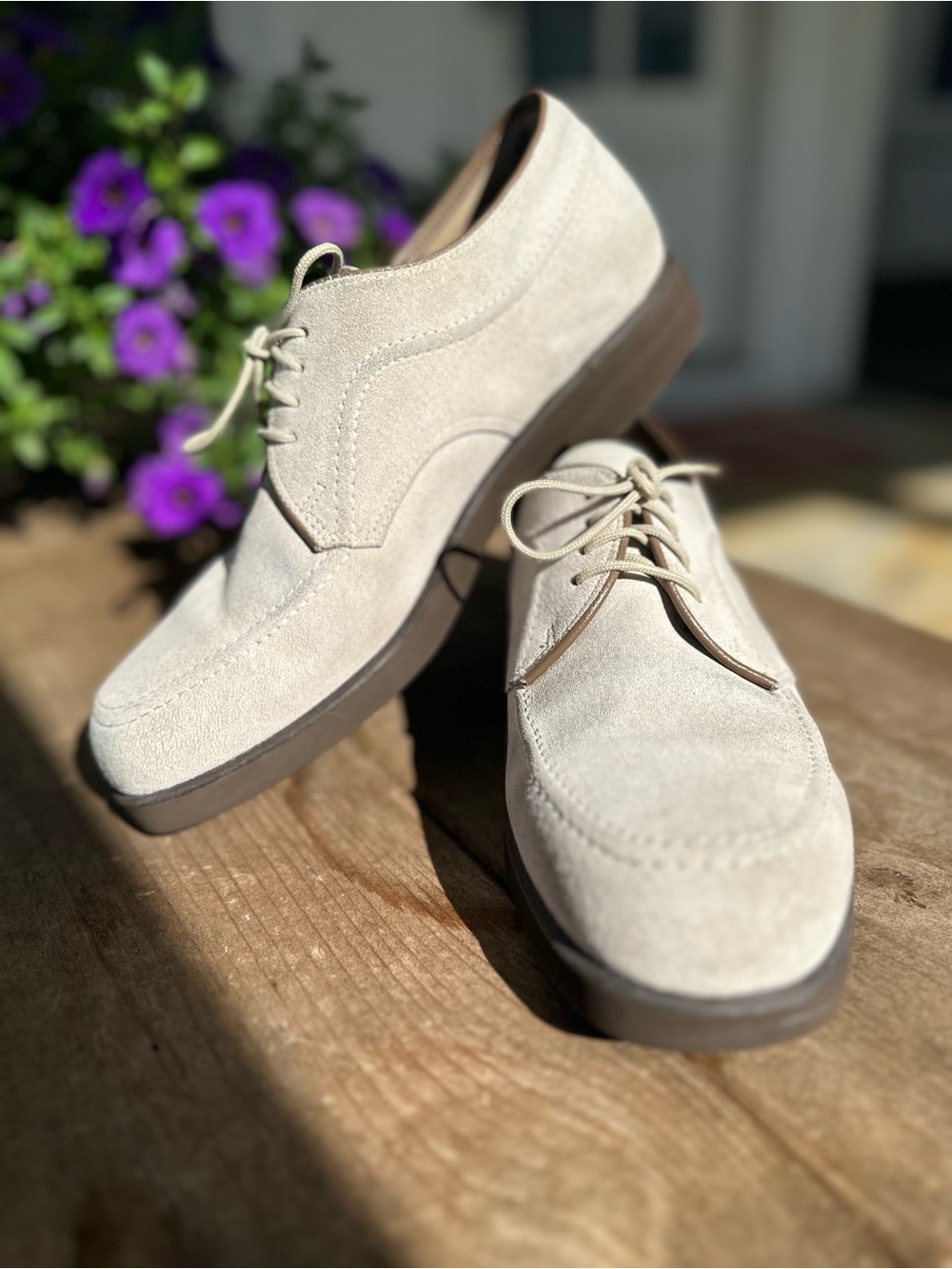 Vintage 90s Hush Puppies Suede Oxford Shoes Size 8- Cream Bone White